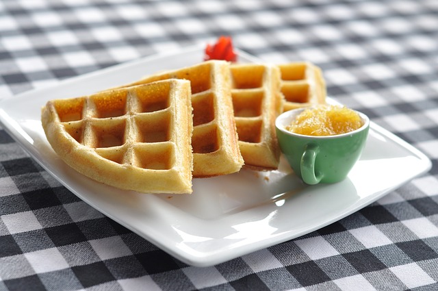 Spicy shrimp stuffed waffles